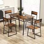 Costway Ensemble de salle à manger 5 pièces, table de cuisine rectangulaire industrielle avec 4 chaises gris/marron