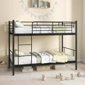 Costway Metal Twin Over Twin Bunk Bed with Built-in Ladder Safety Guardrail Black/White
