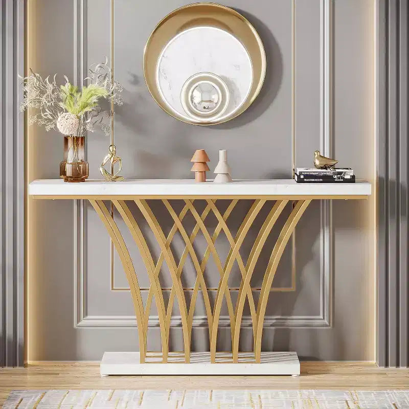 Console en métal à piètement quadrillé Tribesigns