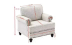 Canapés 3 places/causeuses/fauteuils rembourrés avec clous décoratifs, accoudoirs volutes et pieds tournés-ModernLuxe