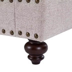 Canapés 3 places/causeuses/fauteuils rembourrés avec clous décoratifs, accoudoirs volutes et pieds tournés-ModernLuxe