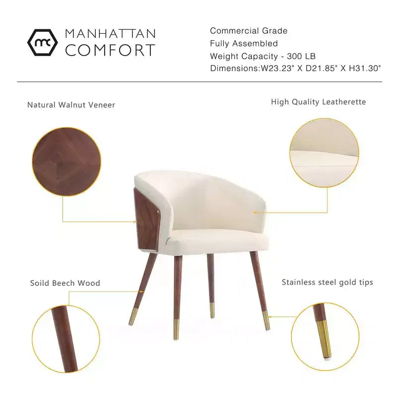 Lot de 2 chaises de salle à manger modernes Reeva en similicuir - Manhattan Comfort