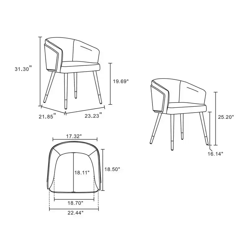Lot de 2 chaises de salle à manger modernes Reeva en similicuir - Manhattan Comfort