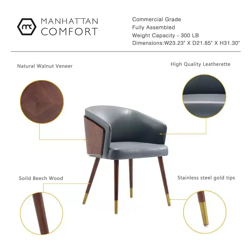 Lot de 2 chaises de salle à manger modernes Reeva en similicuir - Manhattan Comfort