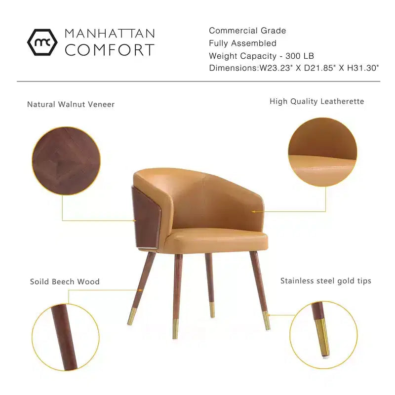 Lot de 2 chaises de salle à manger modernes Reeva en similicuir - Manhattan Comfort