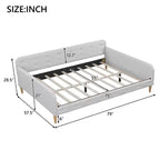 Lit de repos rembourré pleine/double taille avec 4 pieds de support en bois-ModernLuxe