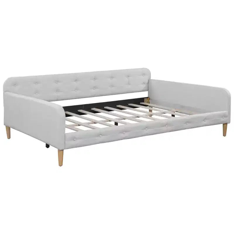 Lit de repos rembourré pleine/double taille avec 4 pieds de support en bois-ModernLuxe