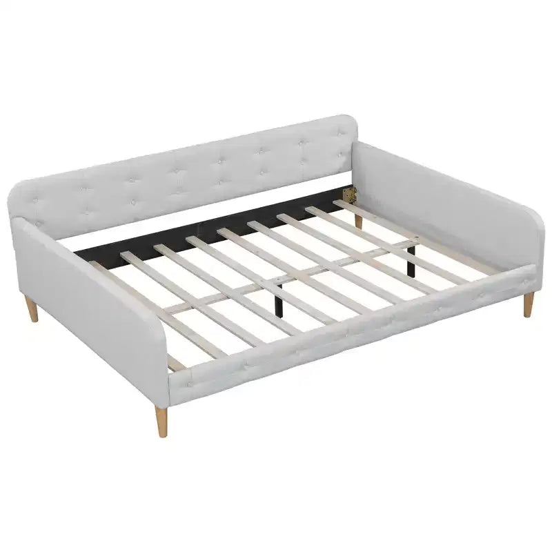 Lit de repos rembourré pleine/double taille avec 4 pieds de support en bois-ModernLuxe