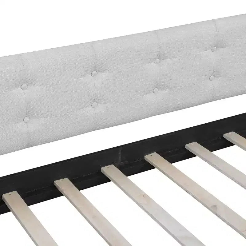 Lit de repos rembourré pleine/double taille avec 4 pieds de support en bois-ModernLuxe