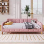 Lit de repos rembourré pleine/double taille avec 4 pieds de support en bois-ModernLuxe