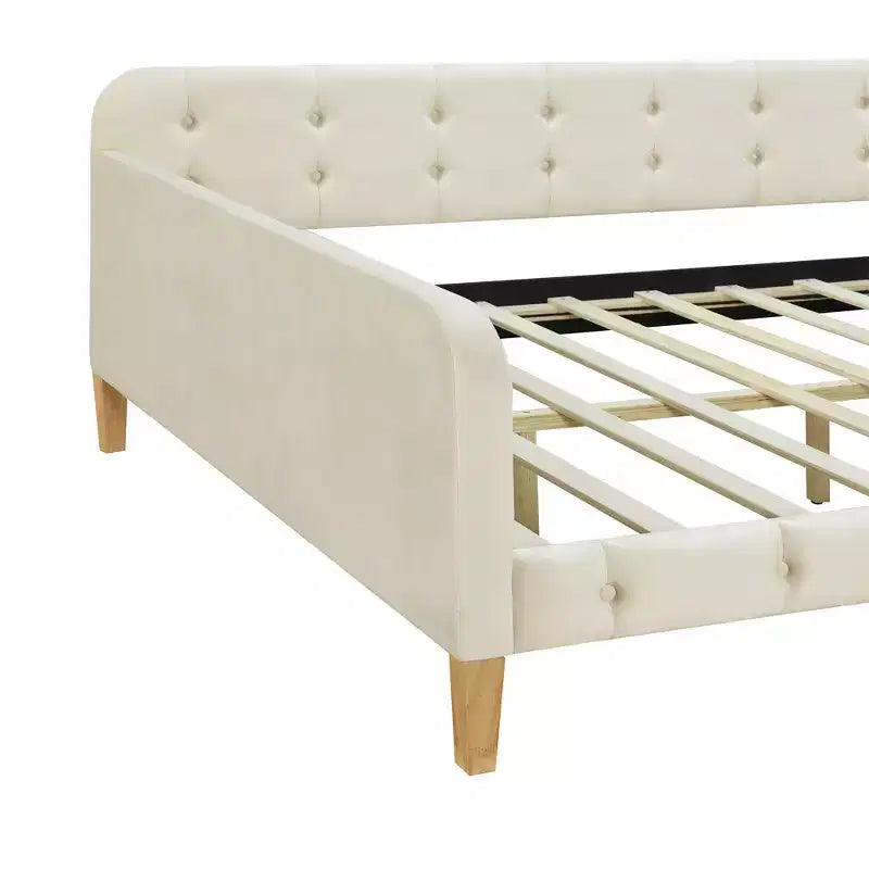 Lit de repos rembourré pleine/double taille avec 4 pieds de support en bois-ModernLuxe