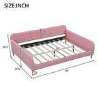 Lit de repos rembourré pleine/double taille avec 4 pieds de support en bois-ModernLuxe