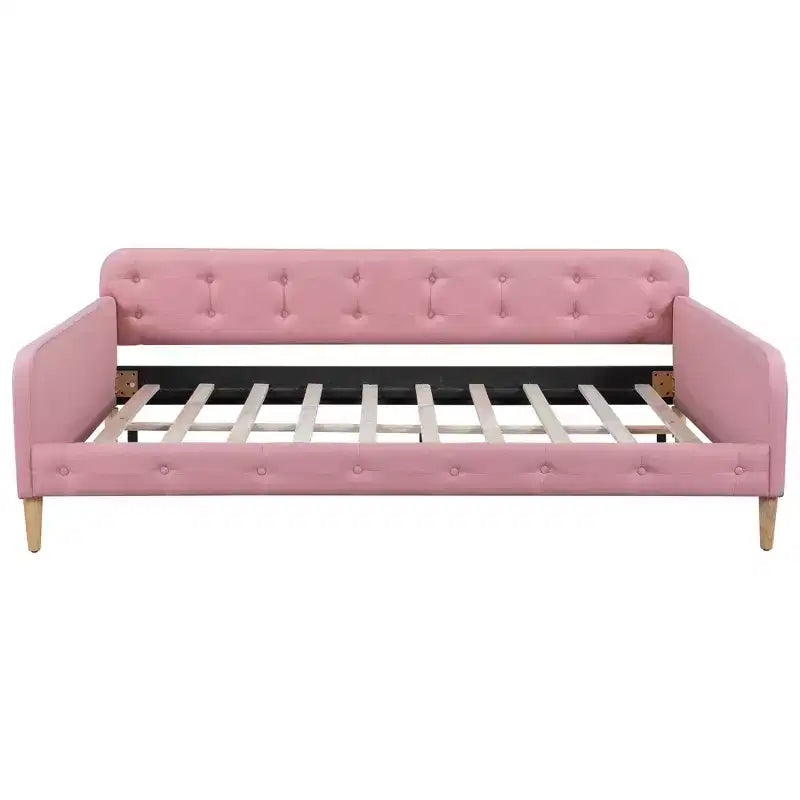 Lit de repos rembourré pleine/double taille avec 4 pieds de support en bois-ModernLuxe