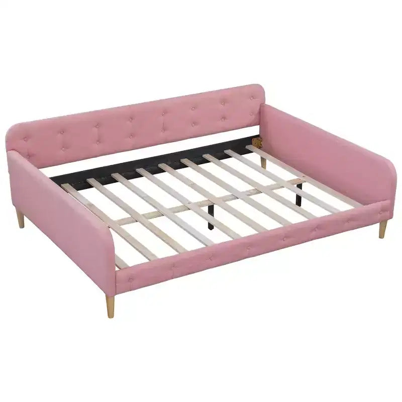 Lit de repos rembourré pleine/double taille avec 4 pieds de support en bois-ModernLuxe