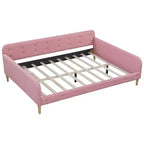 Lit de repos rembourré pleine/double taille avec 4 pieds de support en bois-ModernLuxe