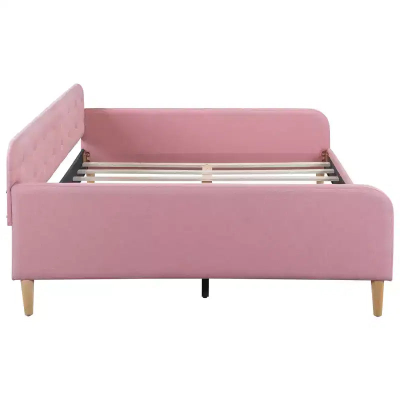Lit de repos rembourré pleine/double taille avec 4 pieds de support en bois-ModernLuxe