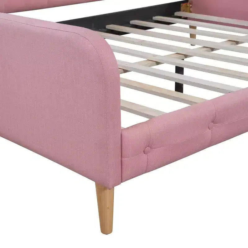 Lit de repos rembourré pleine/double taille avec 4 pieds de support en bois-ModernLuxe