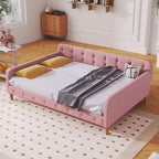 Full/Twin Size Upholstered Daybed with 4 Wood Support Legs-ModernLuxe