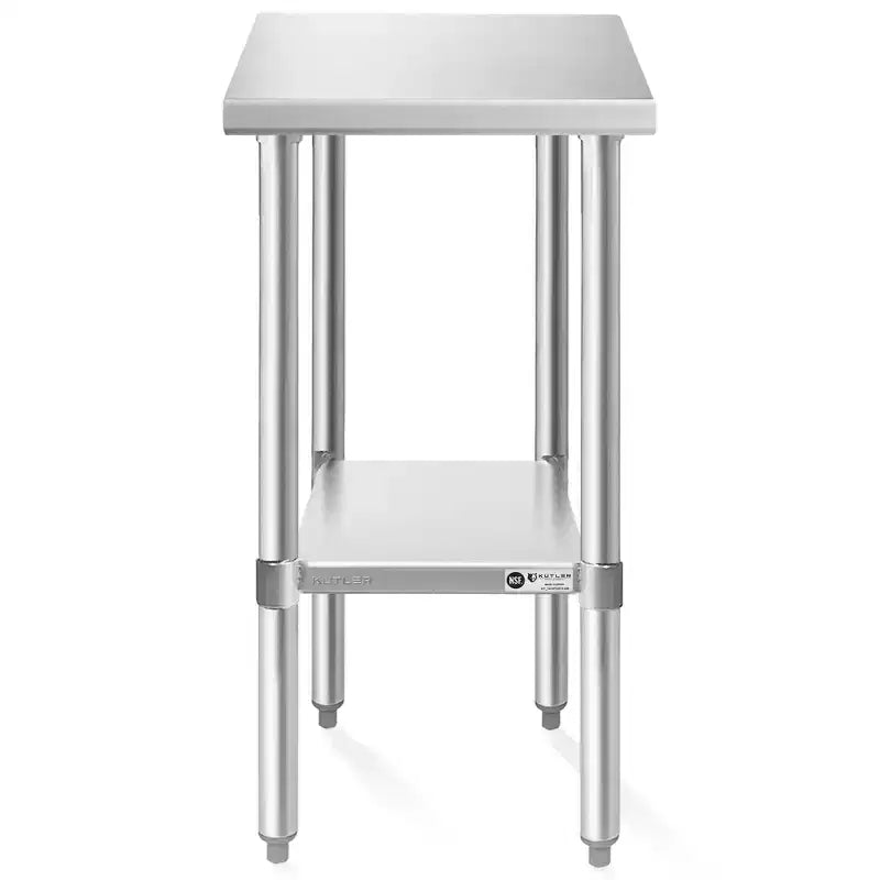 KUTLER Table en acier inoxydable pour le travail et la préparation, Table de cuisine commerciale robuste certifiée NSF pour restaurant