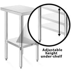 KUTLER Table en acier inoxydable pour le travail et la préparation, Table de cuisine commerciale robuste certifiée NSF pour restaurant