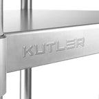 KUTLER Table en acier inoxydable pour le travail et la préparation, Table de cuisine commerciale robuste certifiée NSF pour restaurant