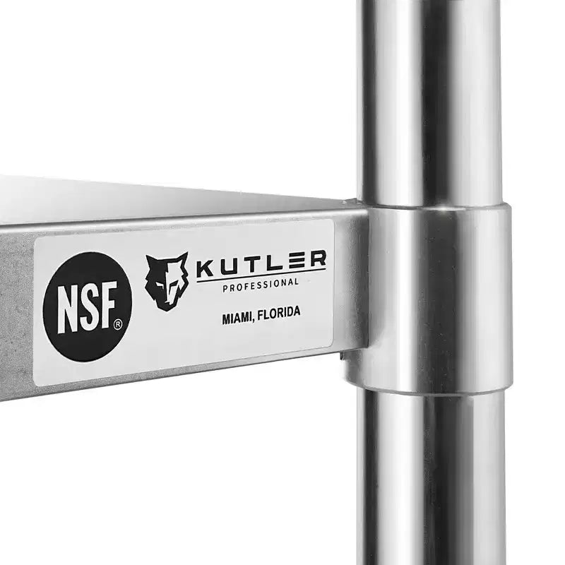 Table en acier inoxydable KUTLER avec roulettes, table de préparation et de travail commerciale robuste certifiée NSF avec étagère inférieure pour restaurant, hôtel, maison
