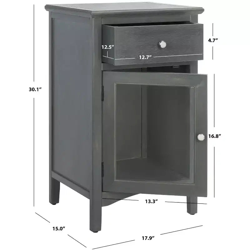 Table de chevet Ziva avec 1 tiroir et armoire en verre - AMH6630 - Safavieh Couture