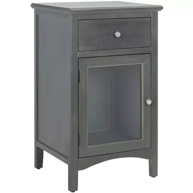 Table de chevet Ziva avec 1 tiroir et armoire en verre - AMH6630 - Safavieh Couture