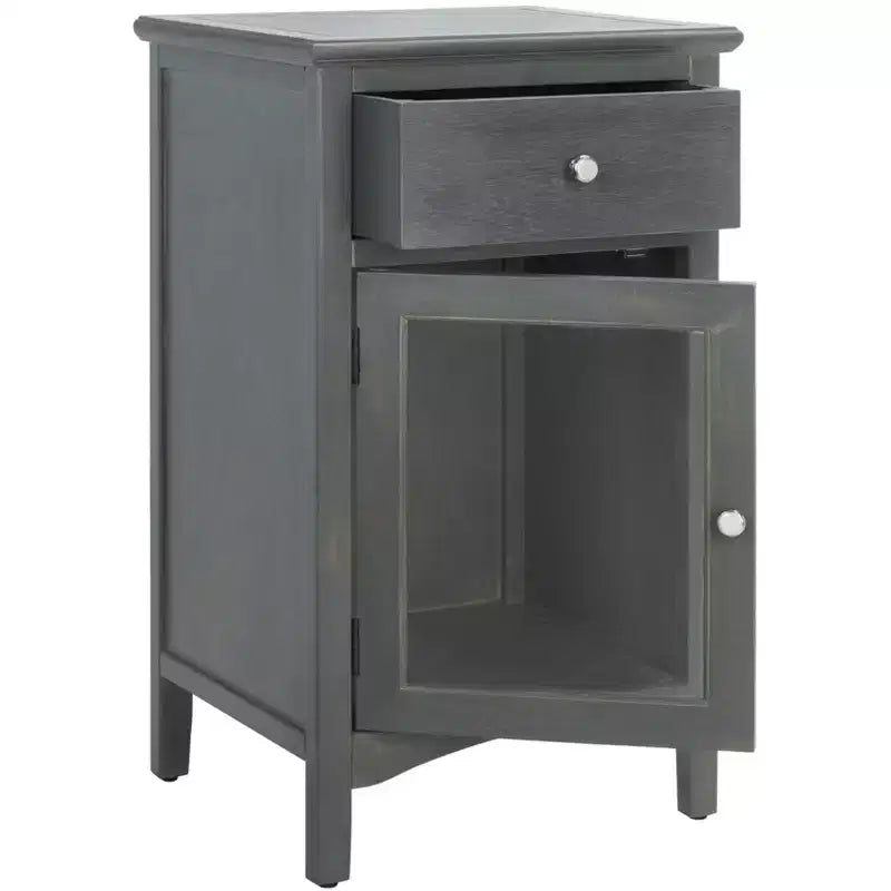 Table de chevet Ziva avec 1 tiroir et armoire en verre - AMH6630 - Safavieh Couture