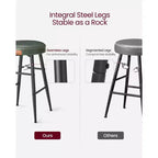 VASAGLE Collection EKHO - Lot de 2 tabourets de bar, tabourets de cuisine, tabourets de petit-déjeuner, cuir synthétique avec coutures, hauteur 63 cm
