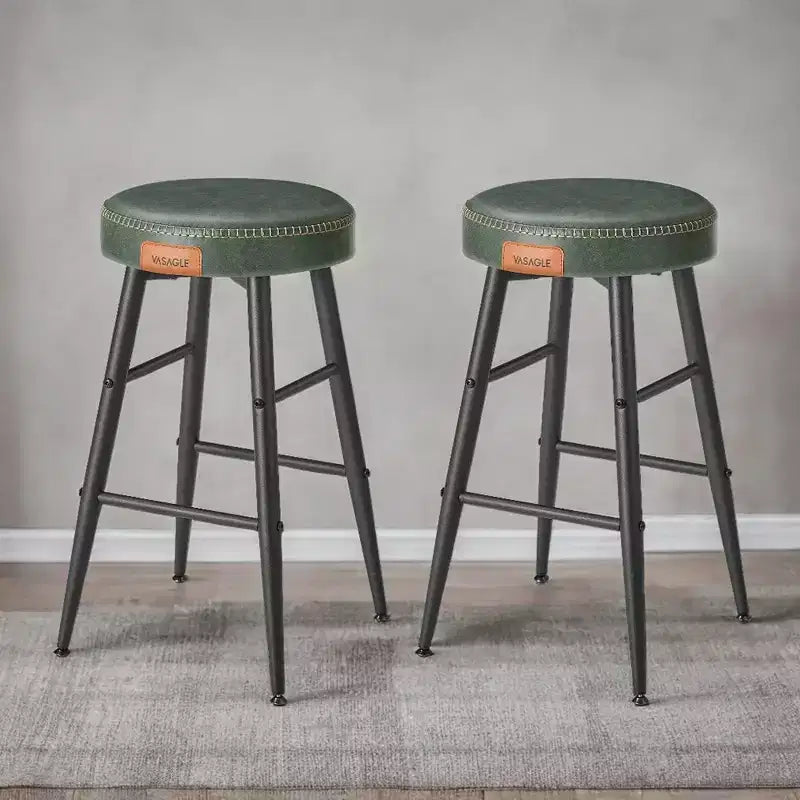 VASAGLE Collection EKHO - Lot de 2 tabourets de bar, tabourets de cuisine, tabourets de petit-déjeuner, cuir synthétique avec coutures, hauteur 63 cm