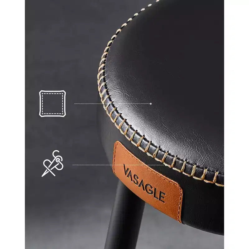 VASAGLE Collection EKHO - Lot de 2 tabourets de bar, tabourets de cuisine, tabourets de petit-déjeuner, cuir synthétique avec coutures, hauteur 63 cm