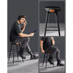 VASAGLE Collection EKHO - Lot de 2 tabourets de bar, tabourets de cuisine, tabourets de petit-déjeuner, cuir synthétique avec coutures, hauteur 63 cm