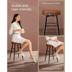 VASAGLE Collection EKHO - Lot de 2 tabourets de bar, tabourets de cuisine, tabourets de petit-déjeuner, cuir synthétique avec coutures, hauteur 63 cm