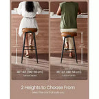 VASAGLE Collection EKHO - Lot de 2 tabourets de bar, tabourets de cuisine, tabourets de petit-déjeuner, cuir synthétique avec coutures, hauteur 63 cm