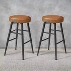 VASAGLE Collection EKHO - Lot de 2 tabourets de bar, tabourets de cuisine, tabourets de petit-déjeuner, cuir synthétique avec coutures, hauteur 63 cm