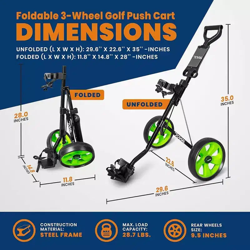 Chariot de golf pliable à 3 roues Jovial - JOVGF26