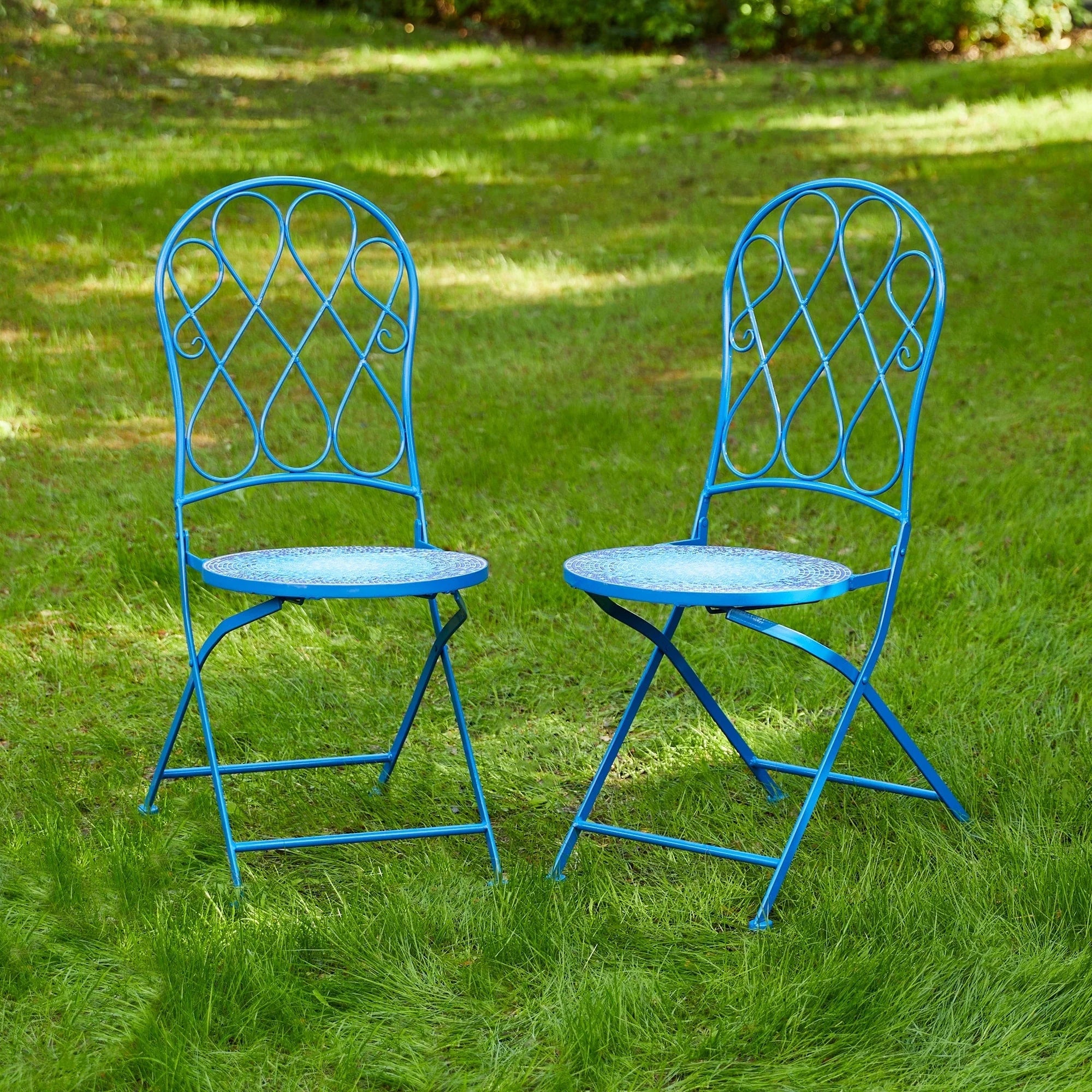 Ensemble bistrot pliant en métal Glitzhome pour extérieur, 3 pièces, table et chaises de patio