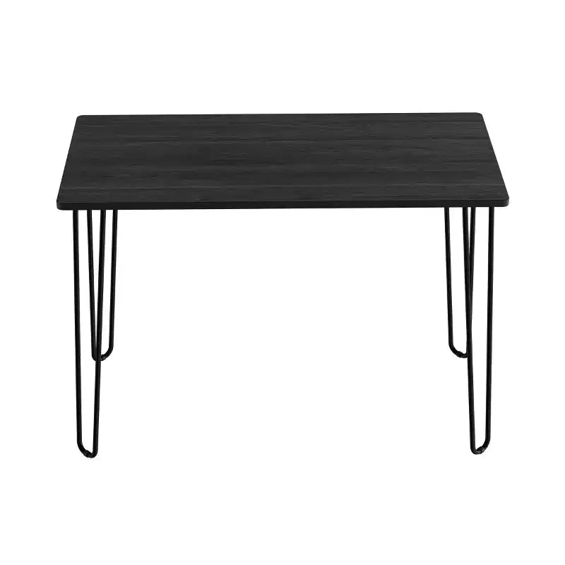 Bureau à domicile somptueux avec pieds épingle – Décoration d'intérieur de style industriel moderne – Aspect grain de bois et accents en acier