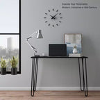 Bureau à domicile somptueux avec pieds épingle – Décoration d'intérieur de style industriel moderne – Aspect grain de bois et accents en acier