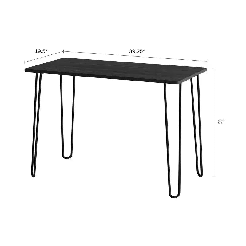 Bureau à domicile somptueux avec pieds épingle – Décoration d'intérieur de style industriel moderne – Aspect grain de bois et accents en acier