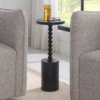 Table d'appoint ronde Uttermost Bead 10 en marbre noir