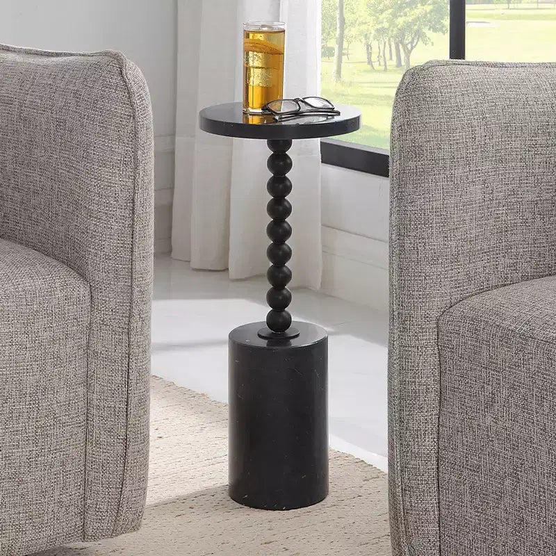 Table d'appoint ronde Uttermost Bead 10 en marbre noir