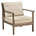Costway Modern Accent Chair with Solid Rubber Wood Armrests Cotton Linen Fabric Covers