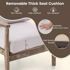 Costway Fauteuil moderne avec accoudoirs en bois d'hévéa massif, revêtements en tissu coton-lin