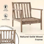 Costway Fauteuil moderne avec accoudoirs en bois d'hévéa massif, revêtements en tissu coton-lin