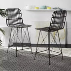 Minerva Tabouret de comptoir en osier (Lot de 2) - WIK6509 - Safavieh