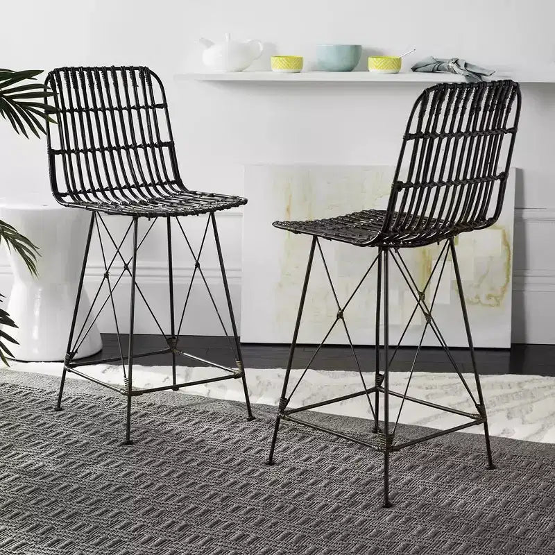 Minerva Tabouret de comptoir en osier (Lot de 2) - WIK6509 - Safavieh