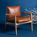 Fauteuil en cuir caramel Midcentury - SFV4515A - Marron - Safavieh Couture
