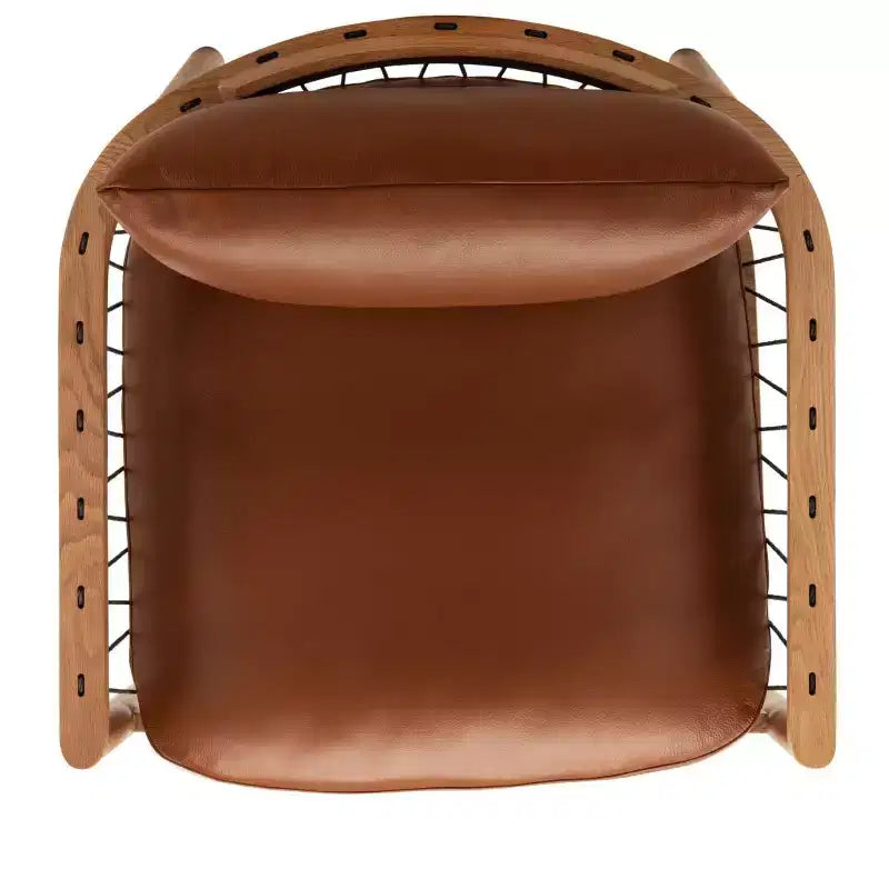 Fauteuil en cuir caramel Midcentury - SFV4515A - Marron - Safavieh Couture